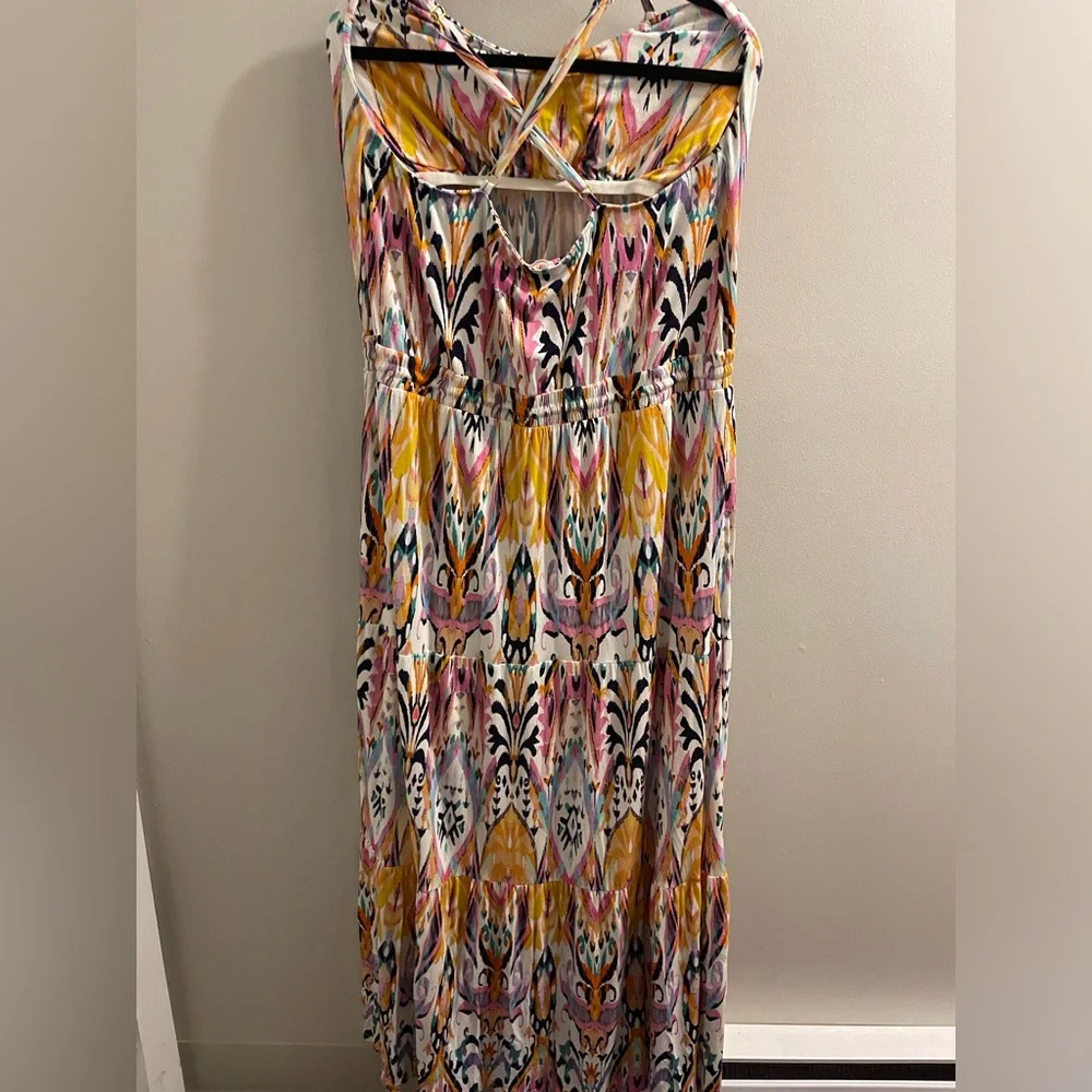 Soma White Gold Multicolored Maxi Sundress with built in bra - Picture 2 of 4